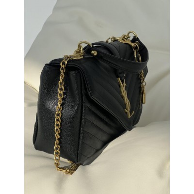 Жіноча сумка Yves Saint Laurent College Medium YSL Ів Сен Лоран чорний золото клатч Premium
