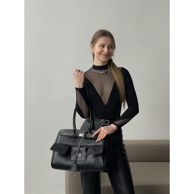 Сумка жіноча Balenciaga Bel Air Tote Bag - Premium чорний срібло Баленсіага