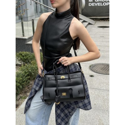 Сумка жіноча Balenciaga Bel Air Tote Bag - Premium чорний золото середній Баленсіага