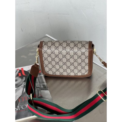 Сумка жіноча Gucci Horsebit 1955 Mini Bag крос боді Гуччі коричневий міні