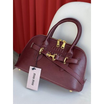 Сумка жіноча Miu Miu Aventure Nappa Leather бургунді класичний саквояж Міу Міу