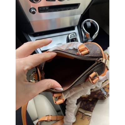Сумка женская Louis Vuitton Nano Speedy mini  коричневый кросс боди через плечо Луи Виттон
