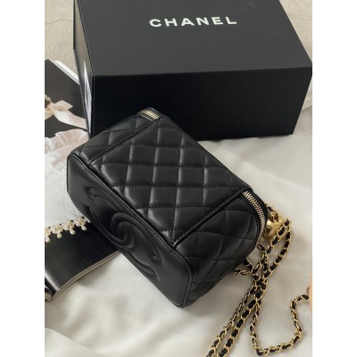Сумка жіноча клатч Chanel Classic Lambskin Pearl Crush Vanity Bag Premium чорний класичний Шанель
