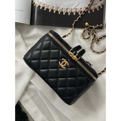 Сумка жіноча клатч Chanel Classic Lambskin Pearl Crush Vanity Bag Premium чорний класичний Шанель Сумка жіноча клатч Chanel Classic Lambskin Pearl Crush Vanity Bag Premium чорний класичний Шанель