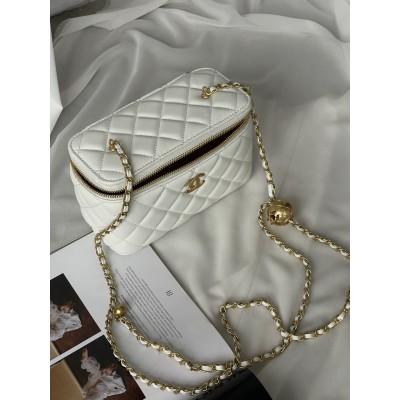 Сумка жіноча клатч Chanel Classic Lambskin Pearl Crush Vanity Bag Premium чорний класичний Шанель