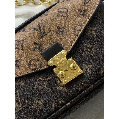Жіноча сумка Луї Вітон метис коричневий міні через плече Pochette Metis East West Monogram
