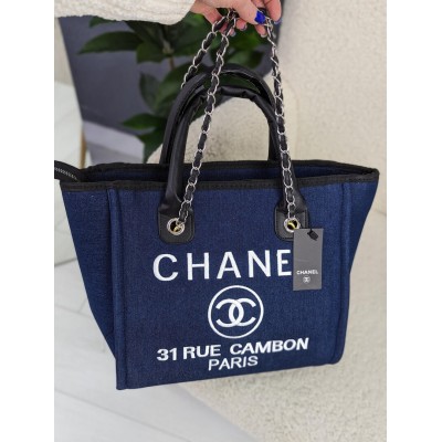 Сумка жіноча шопер Chanel Deauville Шанель джинс