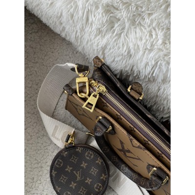 Сумка Louis Vuitton Monogram Reverse OnTheGo коричневий Луї Віттон