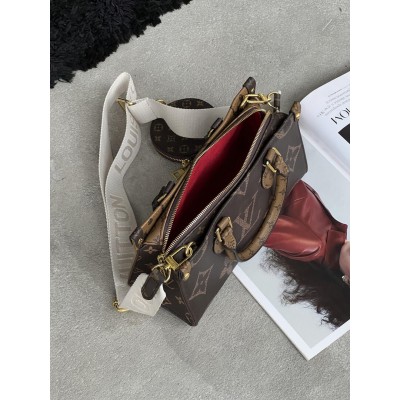 Сумка Louis Vuitton Monogram Reverse OnTheGo коричневий Луї Віттон