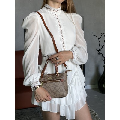 Сумка жіноча Coach Mini Gallery Crossbody бежевий Коуч через плече