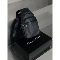 Мужская сумка слинг мессенджер Coach через плечо черный Коуч