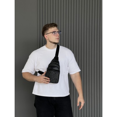 Чоловіча сумка слінг месенджер Coach через чорний плече Коуч