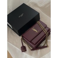 Жіноча сумка клатч Yves Saint Laurent Sunset Medium Shoulder Bag YSL Ів Сен Лоран бордовий