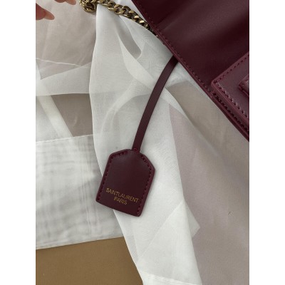 Жіноча сумка клатч Yves Saint Laurent Sunset Medium Shoulder Bag YSL Ів Сен Лоран бордовий