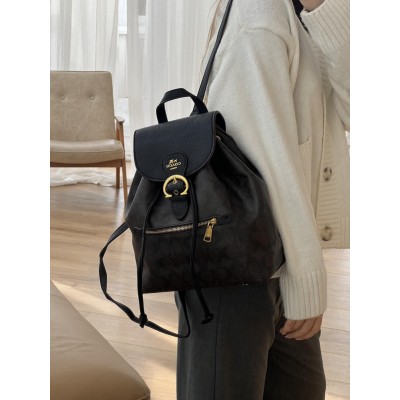 Женский шоколадно-черный рюкзак Coach Kleo Backpack Коуч Клео
