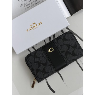 Гаманець Coach Accordion Zip Wallet Коуч жіночий великий чорний