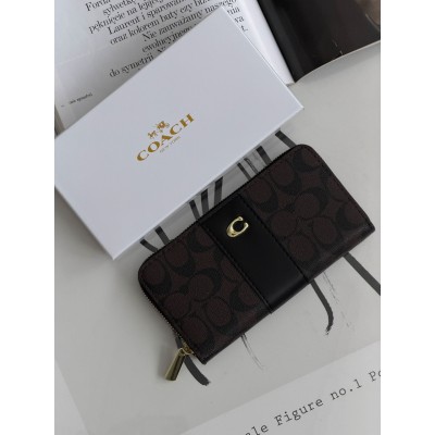Гаманець Coach Accordion Zip Wallet Коуч жіночий великий шоколадний