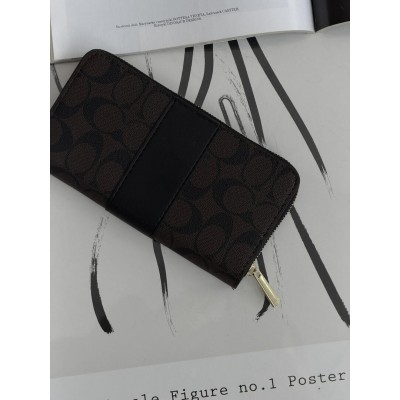 Гаманець Coach Accordion Zip Wallet Коуч жіночий великий шоколадний