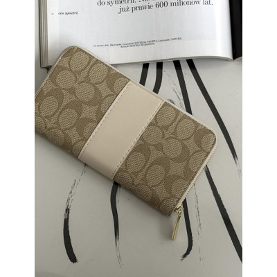 Гаманець Coach Accordion Zip Wallet Коуч жіночий великий молочний