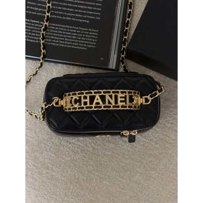 Женская сумка Chanel Vanity Logo Handle Premium черный кросс боди через плече Шанель