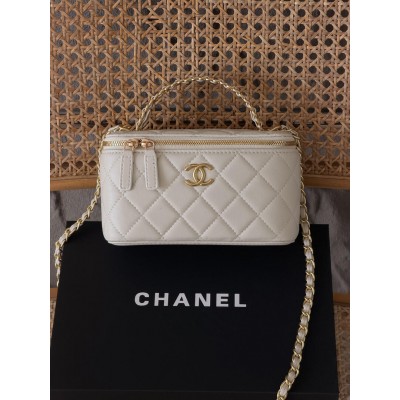 Женская сумка Chanel Vanity Logo Handle Premium белый кросс боди через плече Шанель