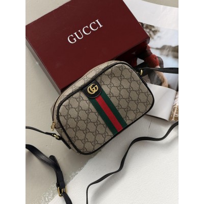 Жіноча сумка Gucci Ophidia чорно-бежевий кросс боді через плече Гучії