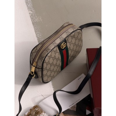 Жіноча сумка Gucci Ophidia чорно-бежевий кросс боді через плече Гучії