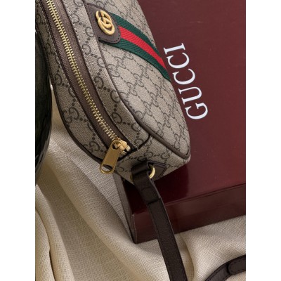 Женская сумка Gucci Ophidia коричнево-бежевый крос боди через плече Гучии