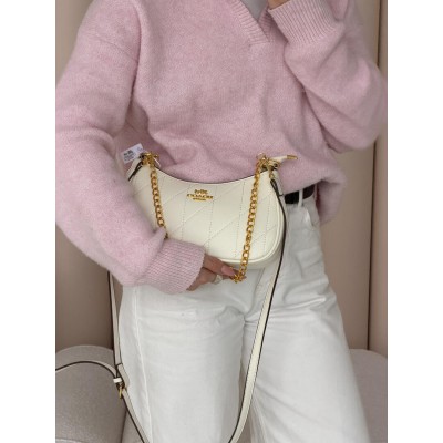 Женская сумка Coach Teri Shoulder Bag With Quilting молочный через плече Коуч Тери