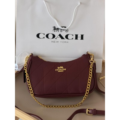 Сумка жіноча Coach Teri Shoulder Bag With Quilting бордовий через плече Коуч Тері Сумка жіноча Coach Teri Shoulder Bag With Quilting бордовий через плече Коуч Тері
