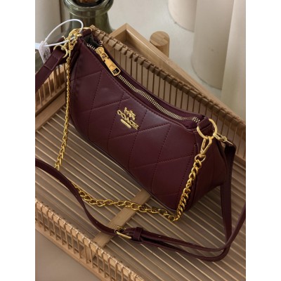 Сумка жіноча Coach Teri Shoulder Bag With Quilting бордовий через плече Коуч Тері