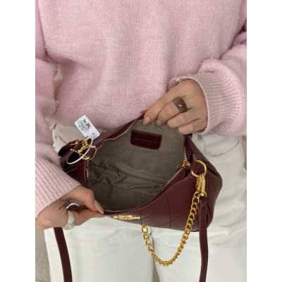 Сумка жіноча Coach Teri Shoulder Bag With Quilting бордовий через плече Коуч Тері