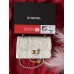 Сумка жіноча клатч через плече Chanel Classic Double Flap Bag Camellia PREMIUM Шанель білий золото