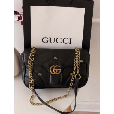 Жіноча сумка клатч Gucci GG Marmont Small shoulder bag через чорний плече Гуччі