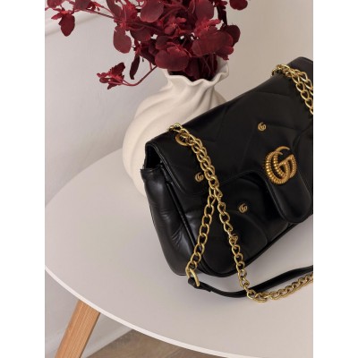 Жіноча сумка клатч Gucci GG Marmont Small shoulder bag через чорний плече Гуччі