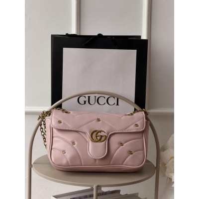 Жіноча сумка клатч Gucci GG Marmont Small shoulder bag через рожевий плече Гуччі