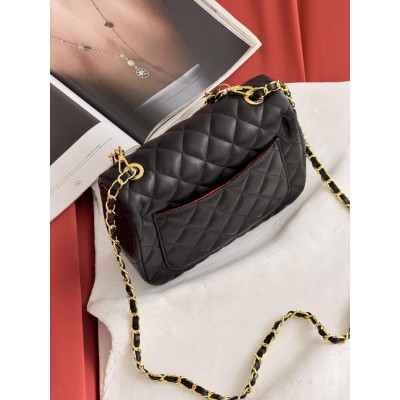 Клатч жіноча сумка Chanel Mini Lambskin Coco Charms Rectangular Classic через плече чорний Шанель маленька