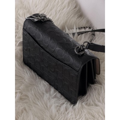 Сумка жіноча Coach Mini Klare Crossbody in Signature Canvas через плече чорний текстурований Коуч