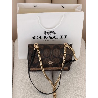 Сумка жіноча Coach Mini Klare Crossbody in Signature Canvas через плече коричнево-бежевий Коуч Сумка жіноча Coach Mini Klare Crossbody in Signature Canvas через плече коричнево-бежевий Коуч