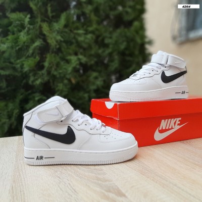 Nike Air Force 1 '07 MID белые с черным высокие, Размер 38