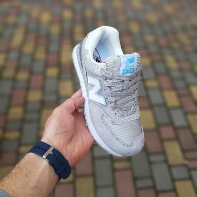 New Balance 574 Classic сірі з білим та блакитним, Розмір 36