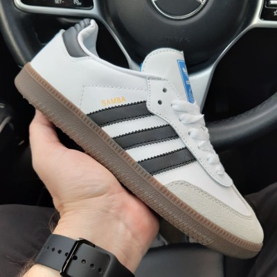 Аdidas Samba Vegan White/Gum белые с черным, Размер 38