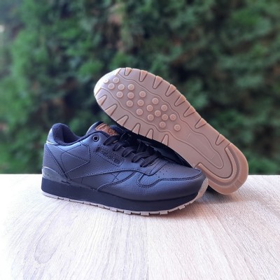 Reebok Classic Leather черные на бежевом, Размер 36