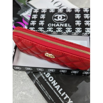 Жіночий гаманець Chanel червоний на багато відділень великий Шанель