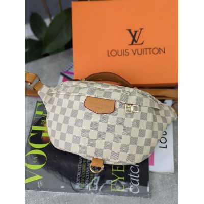 Жіноча бананка Луї Віттон Louis Vuitton бежева клітка, поясна бананка