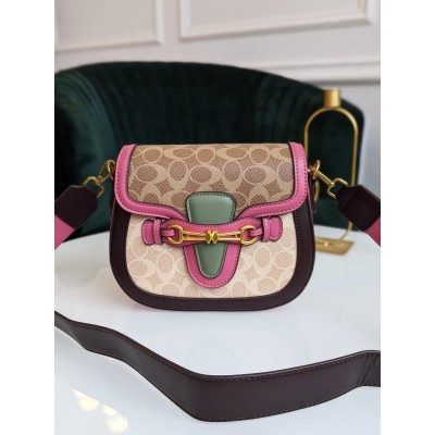 Жіноча сумка Coach рожевий моногам Коуч