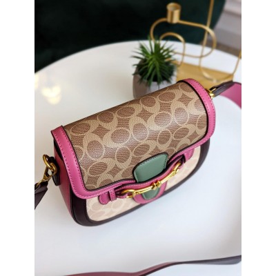 Жіноча сумка Coach рожевий моногам Коуч