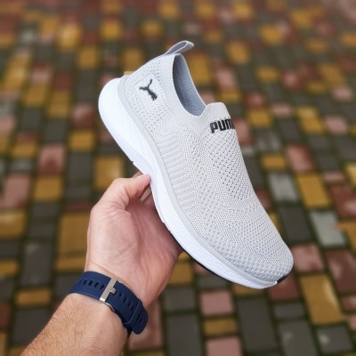 PUMA SOFTRIDE тапкие мокасины слипоны светло серые, Размер 42