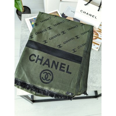 ПАЛАНТИН ШАРФ, ШАСТКА CHANEL ЖІНОЧА ШАРФ ШАНЕЛЬ зелено-чорний