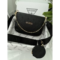 Сумка женская  Guess  черный стеганный Гесс кросс-боди 2 в 1